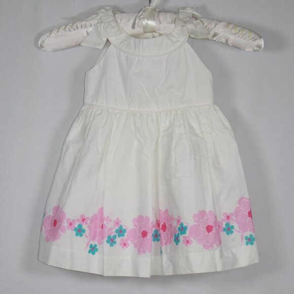Janie and Jack White Dress with  Flowers on Hemline Size 6-12 Months - Picture 3 of 5